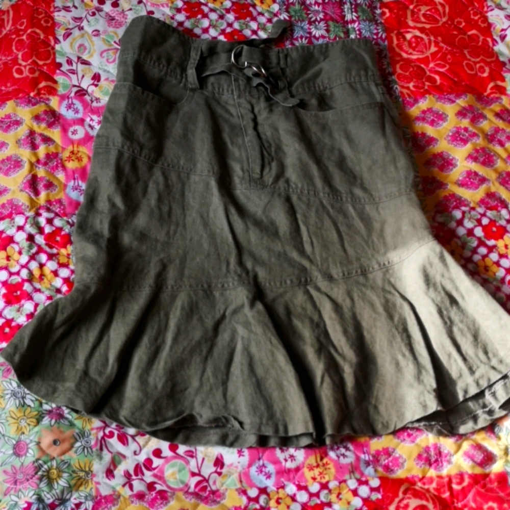 Historia Linen kaki skirt sz1